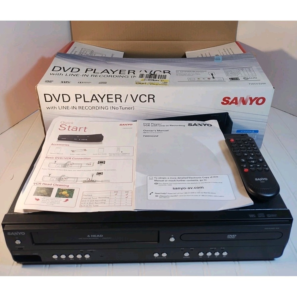 Sanyo FWDV225F Combo VCR DVD Player W Remote Manuals and Box  ✅✅